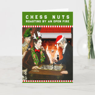 Cartão De Festividades Feliz Natal para Loucos de xadrez