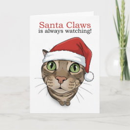 Cartão De Festividades Feliz Natal para Qualquer Gato Divertido de Chapéu