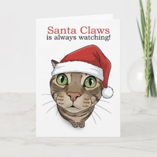 Cartão De Festividades Feliz Natal para Qualquer Gato Divertido de Chapéu