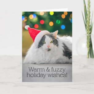 Cartão De Festividades Feliz Natal para qualquer gato quente e fofinho