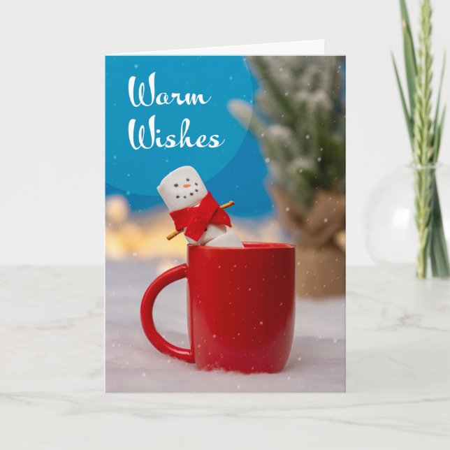 Cartão De Festividades Feliz Natal para Qualquer Homem de Neve de Marshma (Frente)