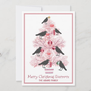 Cartão De Festividades Feliz Natal para Sempre Corvo de Férias Gótico