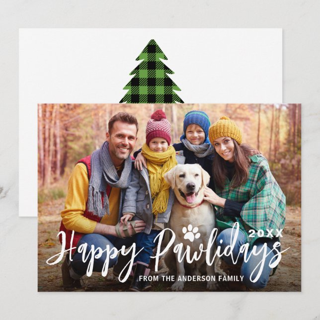 Cartão De Festividades Feliz Natal Pawlidays Pet Dog Puppy Foto (Frente/Verso)