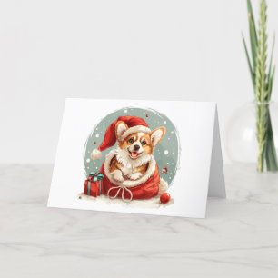Cartão De Festividades Feliz Natal Pembroke Welsh Corgi Puppy