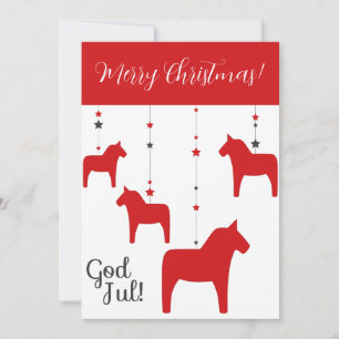 Cartão De Festividades Feliz Natal personalizado! Cavalo de Dala de Natal