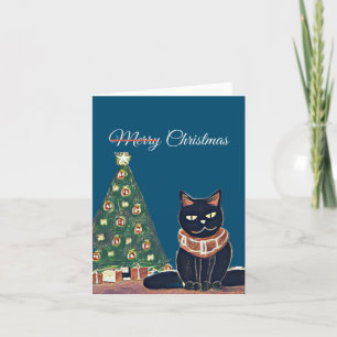 Cartão De Festividades Feliz Natal Personalizado Gato Negro Irritado