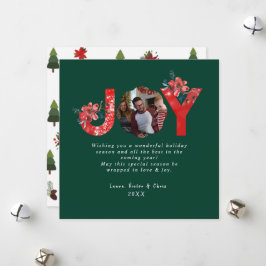 Cartão De Festividades Feliz Natal Personalizado Verde 1 Foto Joy