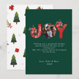 Cartão De Festividades Feliz Natal Personalizado Verde 1 Foto Joy