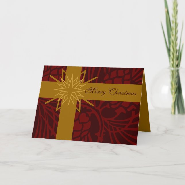 Cartão De Festividades Feliz Natal Pine Cone Presente III (Frente)