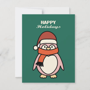 Cartão De Festividades feliz Natal pinguim rosa