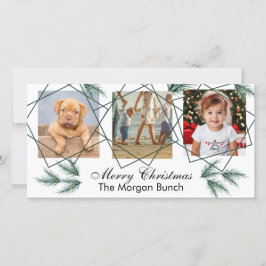 Cartão De Festividades Feliz Natal Pinheiro Moderno Colagem de 3 Fotos