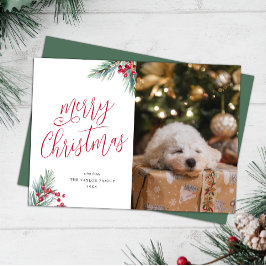 Cartão De Festividades Feliz Natal - Pinheiros e Berries