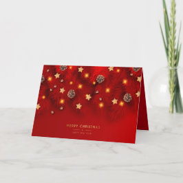 Cartão De Festividades Feliz Natal, Pinho Vermelho de Pinho Leve, Novo An