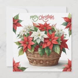 Cartão De Festividades Feliz Natal, Poinsettia Basket