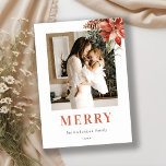 Cartão De Festividades Feliz Natal Poinsettia Bunch Photo Watercolor<br><div class="desc">Se precisar de mais alguma personalização,  por favor,  sinta-se à vontade para me enviar uma mensagem em yellowfebstudio@gmail.com.</div>