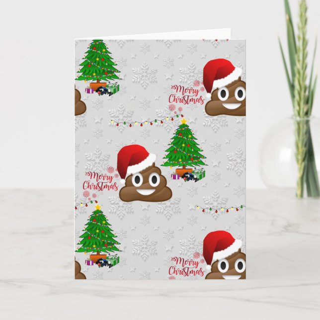 Cartão De Festividades feliz natal poo emoji (Frente)