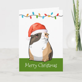 Cartão De Festividades Feliz Natal Porquinho da Índia Fofo Papai Noel