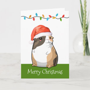 Cartão De Festividades Feliz Natal Porquinho da Índia Fofo Papai Noel