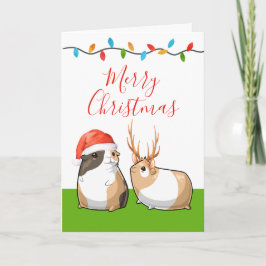 Cartão De Festividades Feliz Natal Porquinhos-da-índia Bonitos Papai Noel