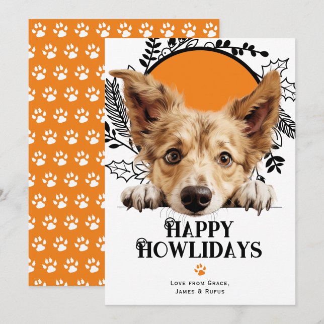 Cartão De Festividades Feliz Natal Português Podengo Pequeno (Frente/Verso)