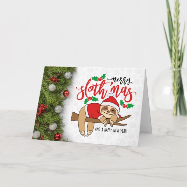 Cartão De Festividades Feliz Natal Preguiça (Frente)