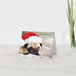Cartão De Festividades Feliz Natal Pug Puppy