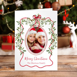 Cartão De Festividades Feliz Natal Quadro Ondulado Vermelho com Verde Fot