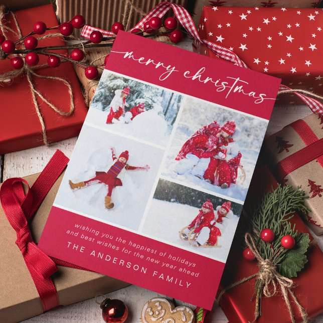 Cartão De Festividades Feliz Natal | Quatro Foto Modernas (Criador carregado)