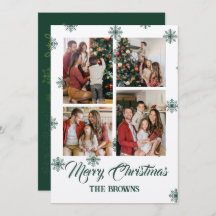 Feliz Natal Quatro Fotos Colagem Verde Beige