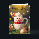 Cartão De Festividades Feliz Natal Quente Deseja Snowman Mug<br><div class="desc">Envie desejos de calor com um cheio bonitinho de chocolate quente cercado de ornamentos para dizer Feliz Natal para qualquer um.</div>