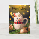 Cartão De Festividades Feliz Natal Quente Deseja Snowman Mug<br><div class="desc">Envie desejos de calor com um cheio bonitinho de chocolate quente cercado de ornamentos para dizer Feliz Natal para qualquer um.</div>