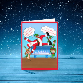 Cartão De Festividades Feliz Natal Quiropraxista Papai Noel e Elfos Feria