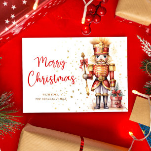 Cartão De Festividades Feliz Natal Red Dourado Nutcracker