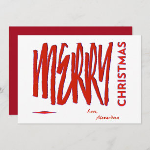Cartão De Festividades Feliz Natal Red Elegant Modern Script Personalizad