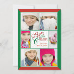 Cartão De Festividades Feliz Natal Red & Green Frame Collage Saudação<br><div class="desc">Envie saudações de Feliz Natal para a família e amigos com este cartão com fotos de colagem contemporâneo de dois lados,  com 6 fotos favoritas com espaço para uma segunda mensagem ou fotos adicionais no verso!</div>