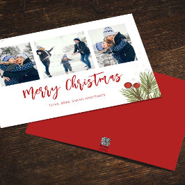 Cartão De Festividades Feliz Natal Red Holly Berries 3 Foto