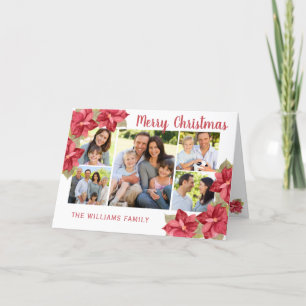 Cartão De Festividades Feliz Natal Red Poinsettia Watercolor