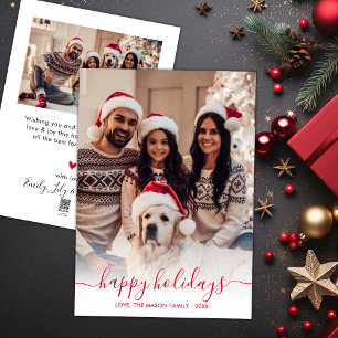 Cartão De Festividades Feliz Natal Red Script 2 Fotografia Natal