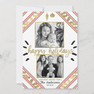 Cartão De Festividades Feliz Natal Red White Strike Foto