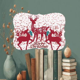 Cartão De Festividades Feliz Natal Reindeer Snowflakes Família Personaliz