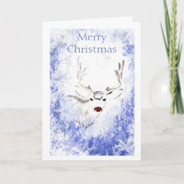 Cartão De Festividades Feliz Natal - Reindeer Vermelho Nosed Frosty Windo