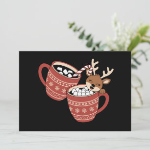 Cartão De Festividades Feliz Natal Rena Famíla Fofa Natal Café 