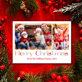 Cartão De Festividades feliz natal retro calliografia 2 fotos colagem