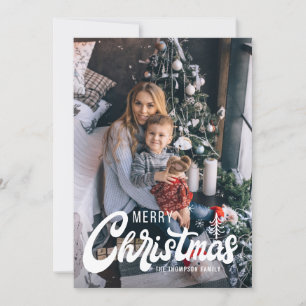 Cartão De Festividades Feliz Natal Retro Script Tipografia Foto