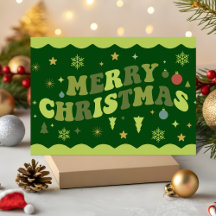 Feliz Natal Retro Verde Groovy