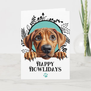 Cartão De Festividades Feliz Natal Rhodesian Ridgeback Cachorro