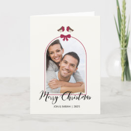 Cartão De Festividades Feliz Natal Robins e Arco Vermelho Arrancados