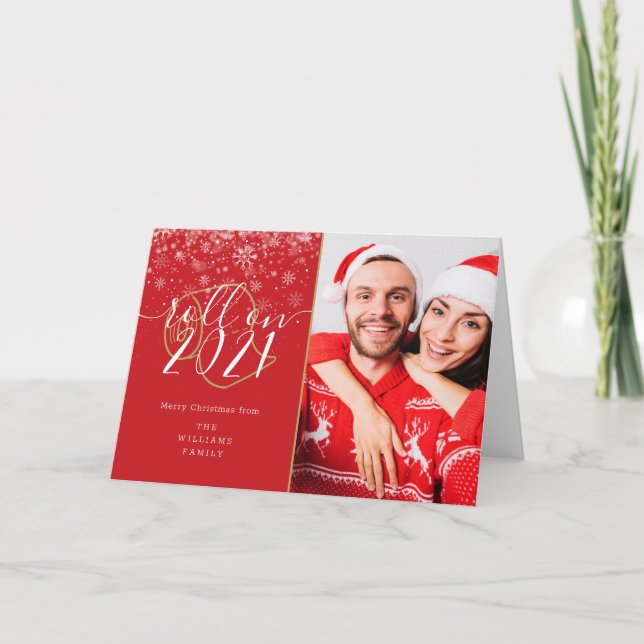 Cartão De Festividades Feliz Natal Roll De Foto No Ano Novo (Frente)