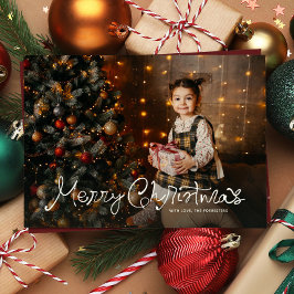 Cartão De Festividades Feliz Natal roteiro divertido três fotos vermelho