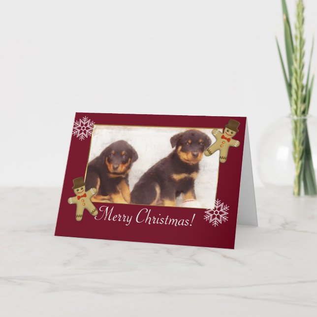 Cartão De Festividades Feliz Natal Rottweiler (Frente)